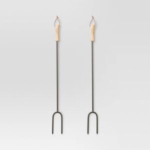 Threshold - 2pc Marshmallow Roasting Log Tong Sticks Black - T Black